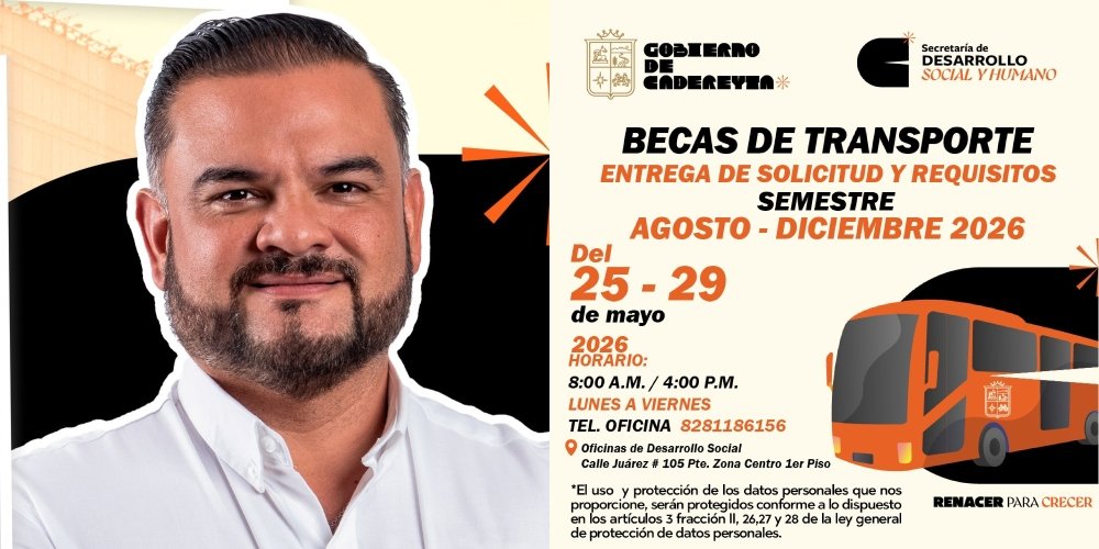 Carlos Rodríguez impulsa becas de transporte en Cadereyta